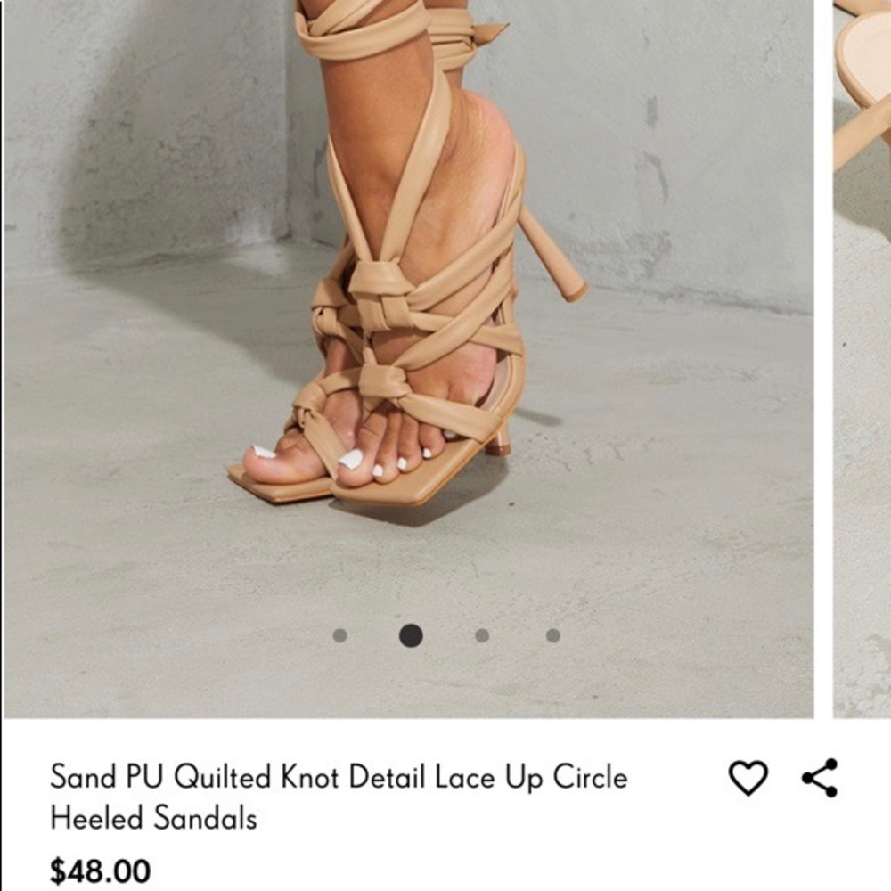 Tan Lace Up Circle Heeled Sandals